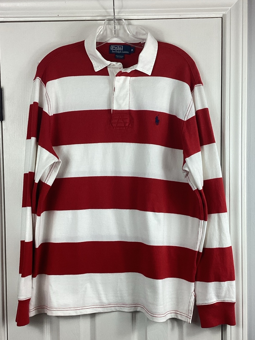 Polo by Ralph Lauren Red & White Striped Long-Sleeve Rugby Shirt